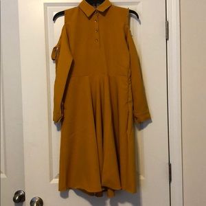 Mustard Cold Shoulder Dress